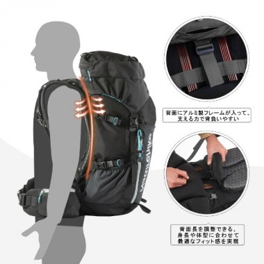 Рюкзак туристический NATUREHIKE Cloud Trail, 45+5L, 62х28х18см, черный