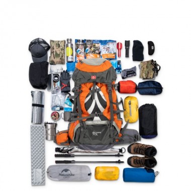Рюкзак туристический NATUREHIKE Tanfeng, 70+5L, 75х33х27см, оранжевый