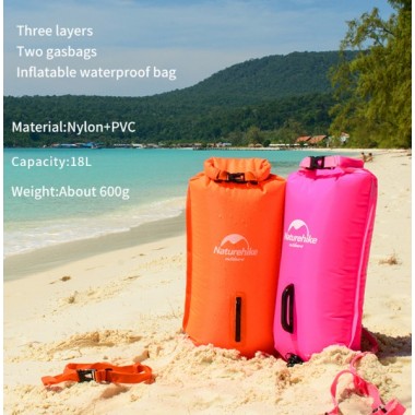 Гермомешок NATUREHIKE надувной, 18L, 50х25х20см, оранжевый